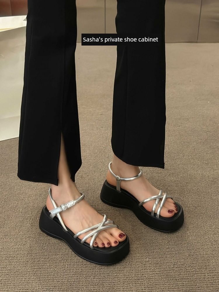 Platform Sandals Faux Leather