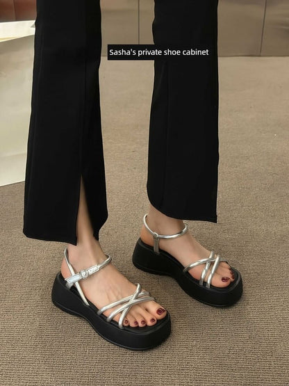 Platform Sandals Faux Leather