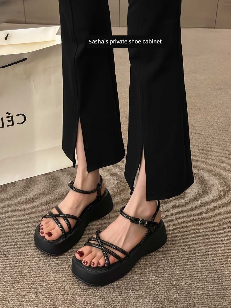 Platform Sandals Faux Leather
