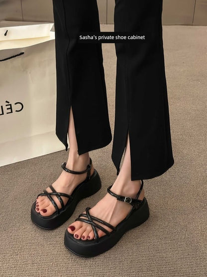 Platform Sandals Faux Leather