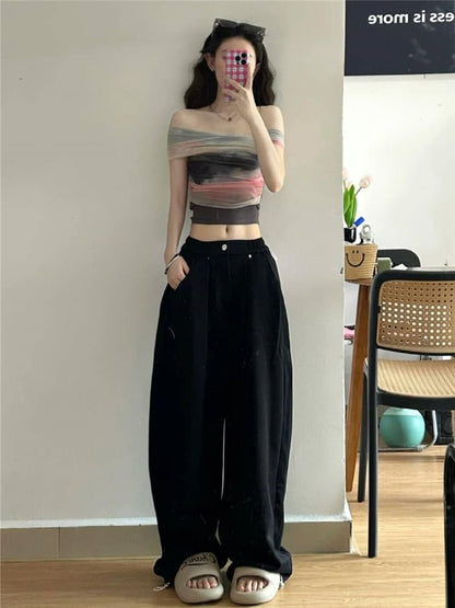 High Rise Wide Leg Sweatpants (Various Designs)