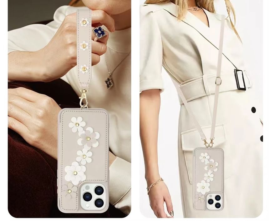 Case Floral Leather Phone Faux