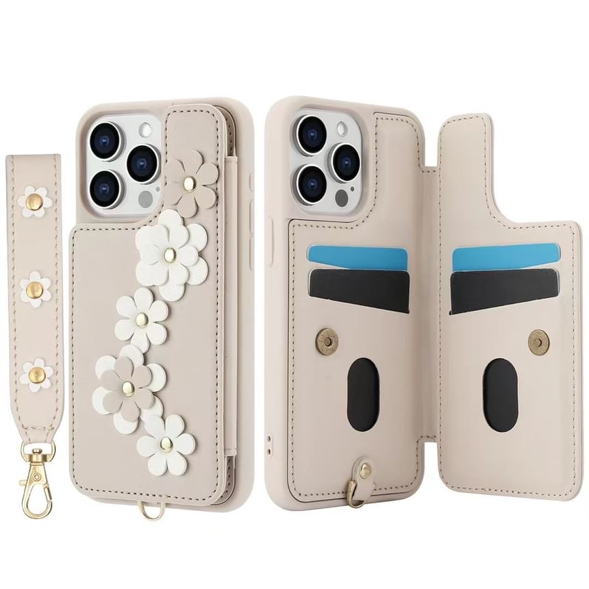 Case Floral Leather Phone Faux