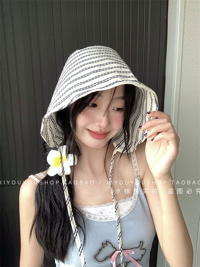 Striped Bonnet Hat