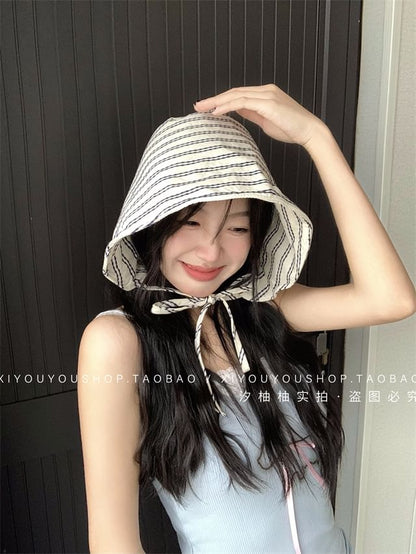 Striped Bonnet Hat