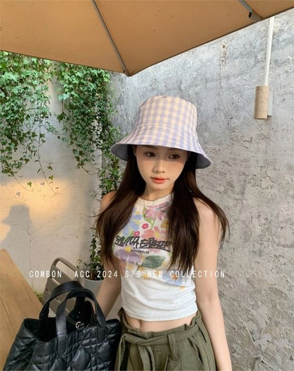 Hat Reversible Bucket Plaid