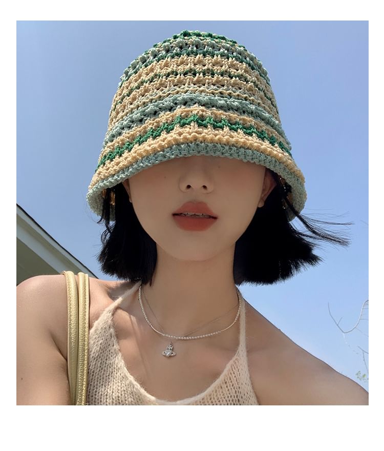 Striped Crochet Bucket Hat