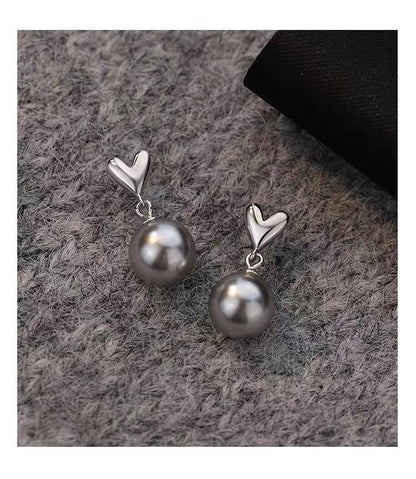 Heart Faux Pearl Drop Earring