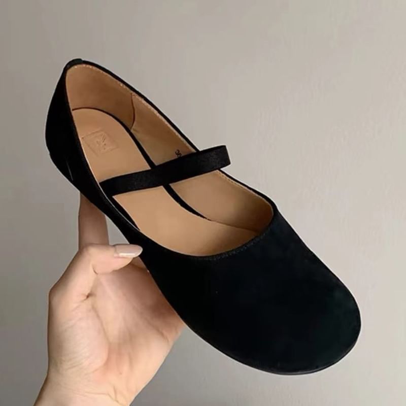 Plain Faux Leather Mary Jane Flats