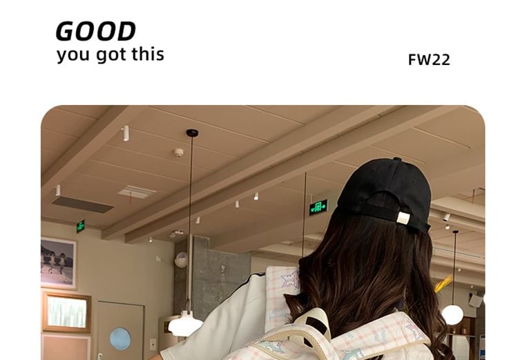 / Charm Cartoon Print Bag Backpack Multi-Pocket Set