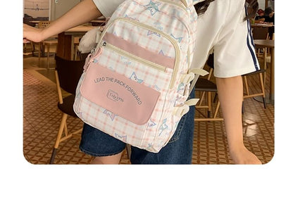 / Charm Cartoon Print Bag Backpack Multi-Pocket Set