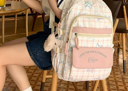 / Charm Cartoon Print Bag Backpack Multi-Pocket Set
