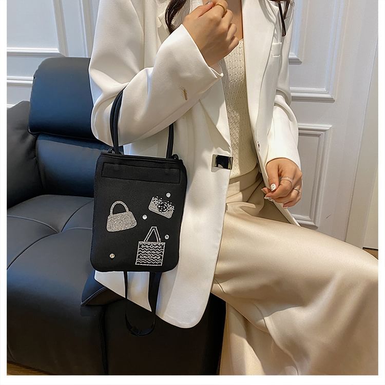 Bag Crossbody Top Rhinestone Handle
