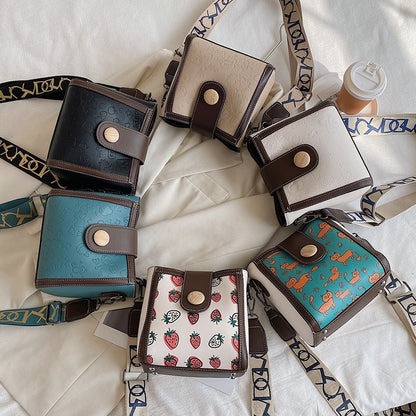 Patterned Leather Faux Bucket Bag