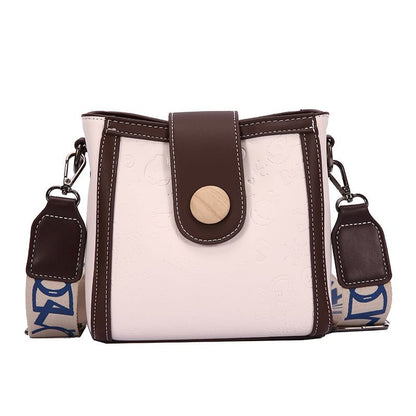 Patterned Leather Faux Bucket Bag