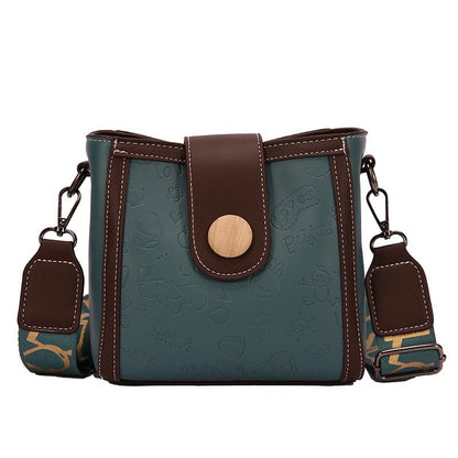 Patterned Leather Faux Bucket Bag