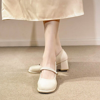 Mary Jane Block Pumps Heel