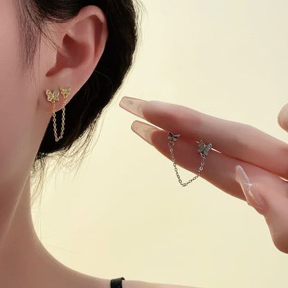 Gold Butterfly Chain Earrings