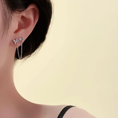 Gold Butterfly Chain Earrings