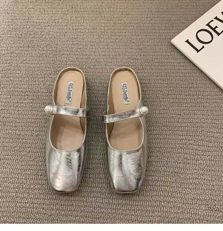 Faux Pearl Mules