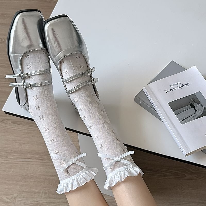 Ruffle Trim Mid Calf Socks / Set