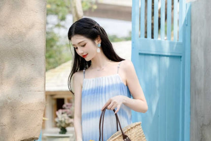 Set: Spaghetti Strap Tie Dye Pleated Midi A