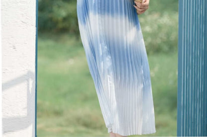 Set: Spaghetti Strap Tie Dye Pleated Midi A