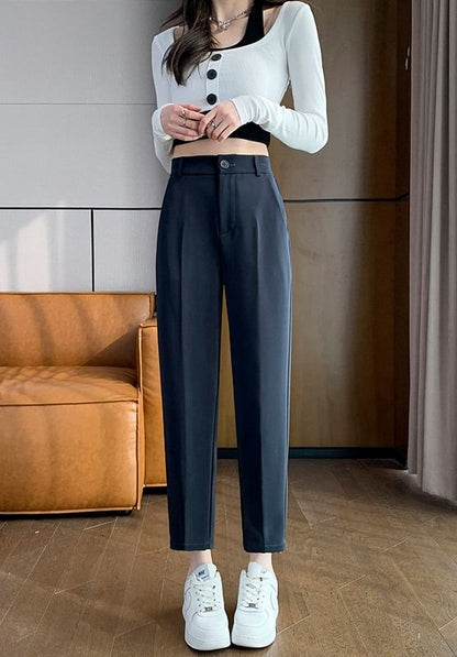 High Rise Plain Crop Slacks