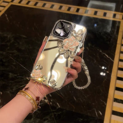 Strap Phone Case Floral Mirrored