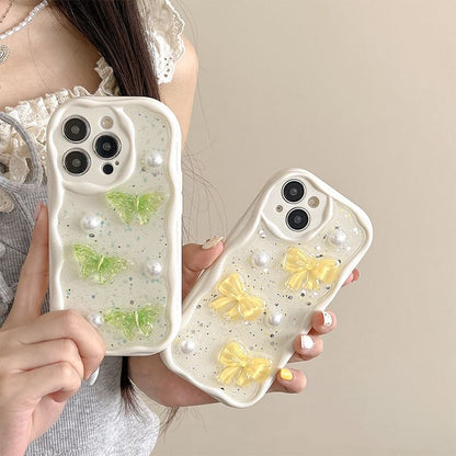 Pearl Phone Case Faux Butterfly