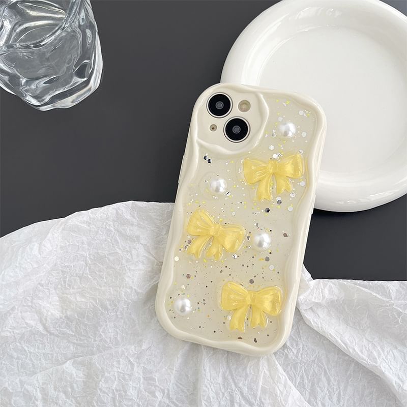 Pearl Phone Case Faux Butterfly