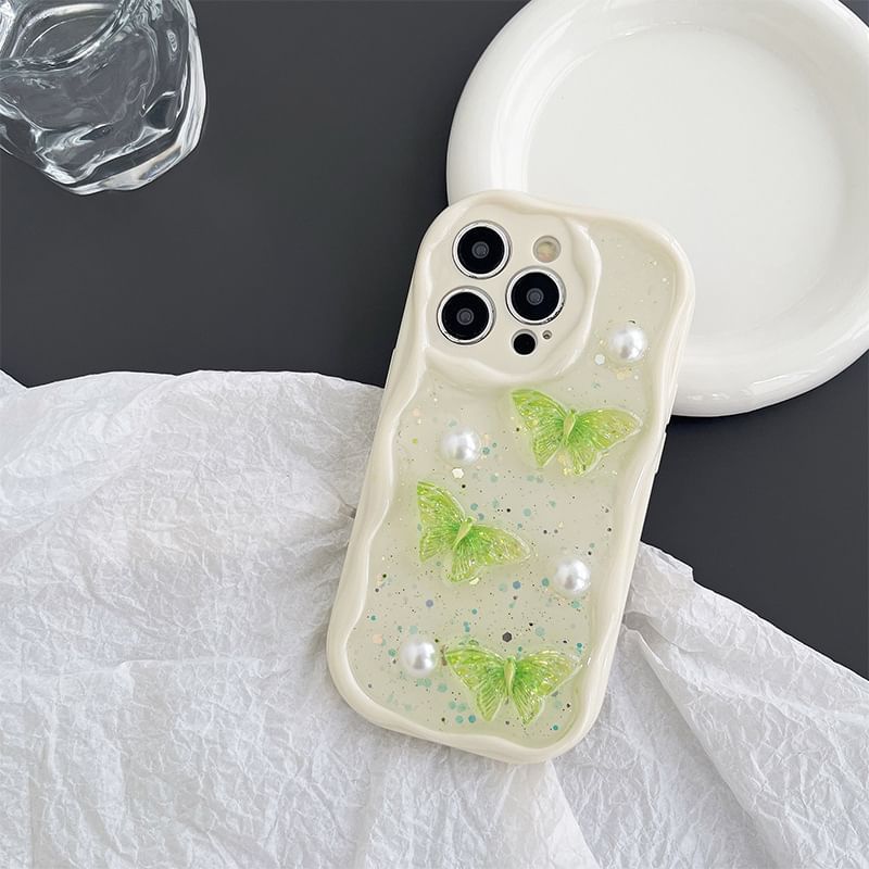 Pearl Phone Case Faux Butterfly