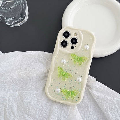 Pearl Phone Case Faux Butterfly