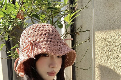 Bucket Knit Hat Bow