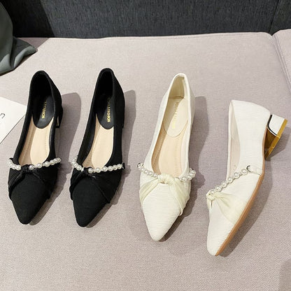 Faux Pearl Toe Pointed Pumps