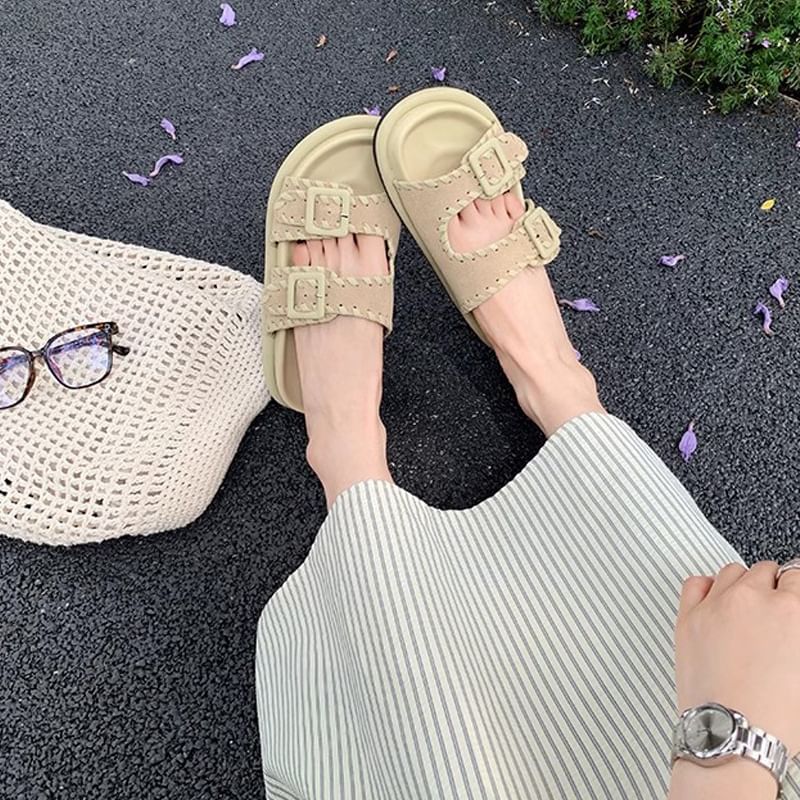 Sandals Slide Platform Buckled