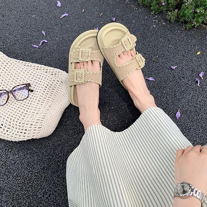 Sandals Slide Platform Buckled