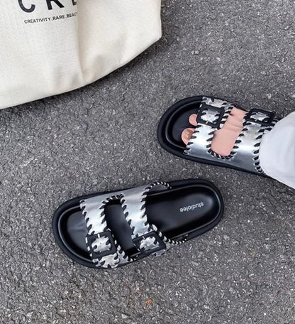 Sandals Slide Platform Buckled