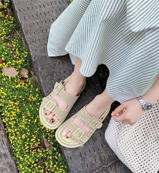 Sandals Slide Platform Buckled