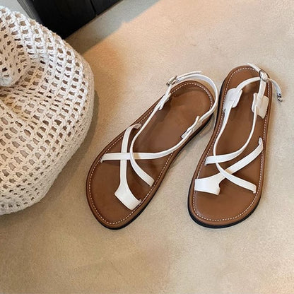 Platform Loop Sandals Toe Cross Criss