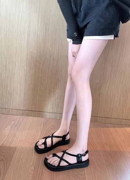 Platform Loop Sandals Toe Cross Criss