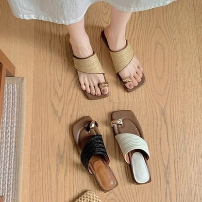 Toe Sandals Loop Straw