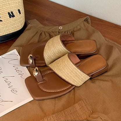 Toe Sandals Loop Straw