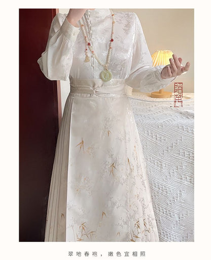 Flower Hanfu Blouse / Maxi Skirt / Set