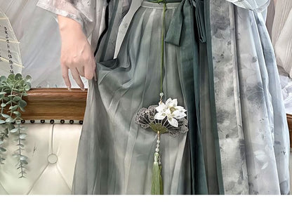 Flower Hanfu Jacket / Camisole Top / Maxi Skirt / Set