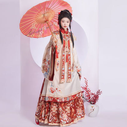 Flower Hanfu Top / Maxi Skirt / Scarf / Set