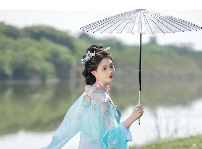 Flower Embroidered Hanfu Set