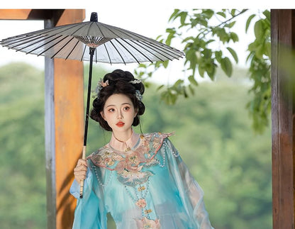 Flower Embroidered Hanfu Set