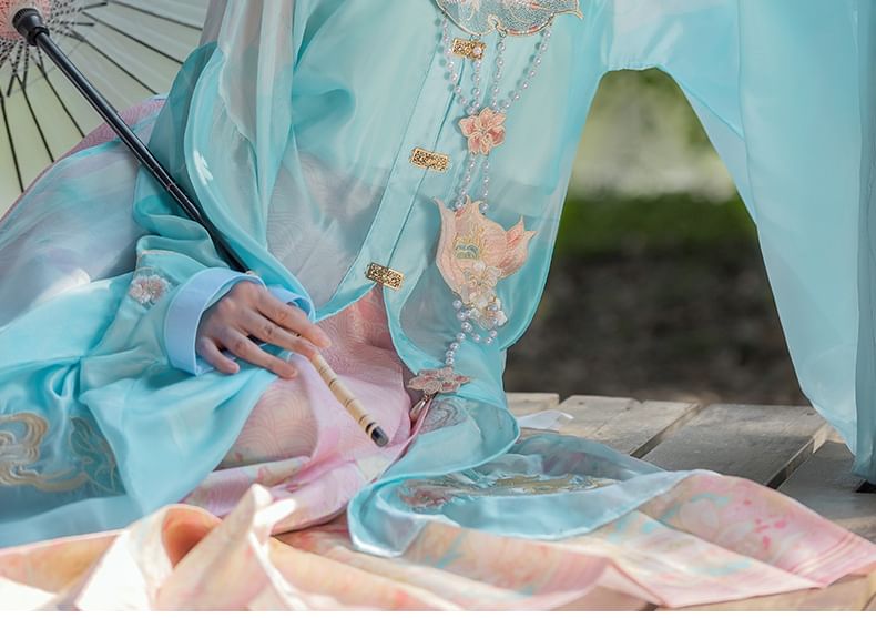 Flower Embroidered Hanfu Set