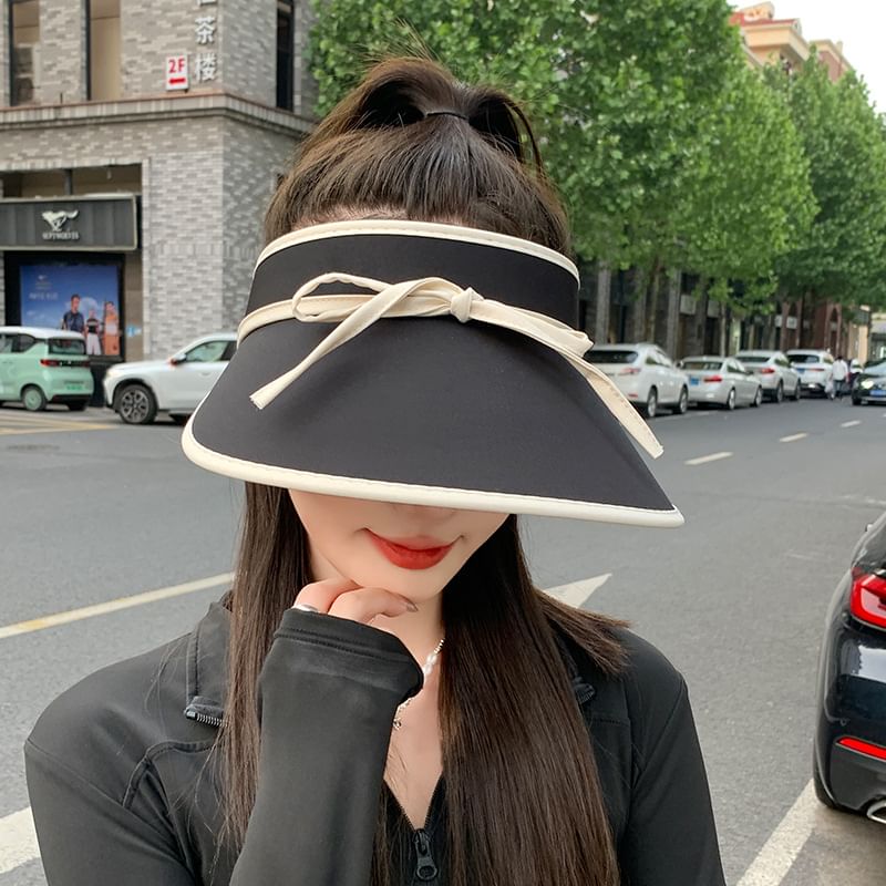 Sun Hat With Visor Decoration Bow